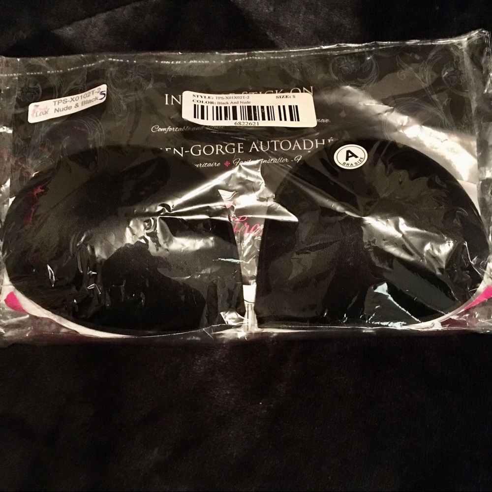BNWT Invisible Stick on Backless Bra Black Sz Sml